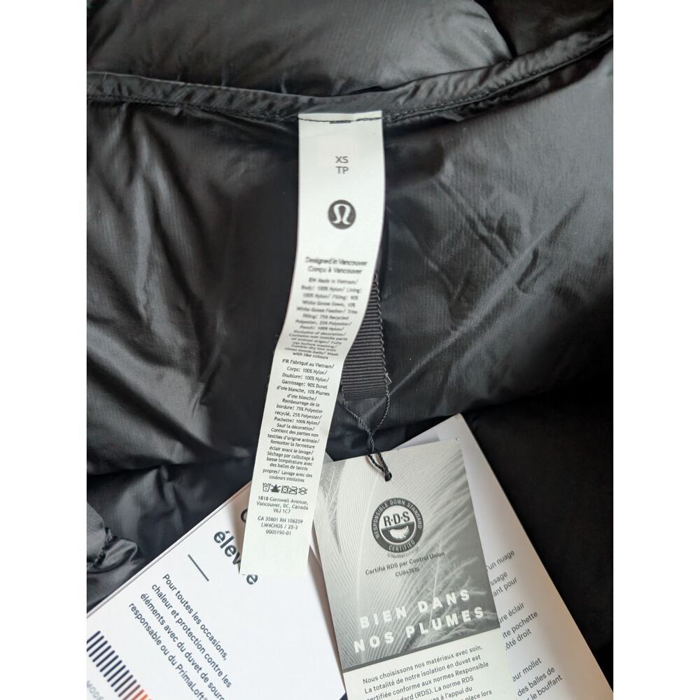 NWT Lululemon Featherweight 900Down-Fill Long Puffer Jacket Size XS Black - Picture 7 of 15